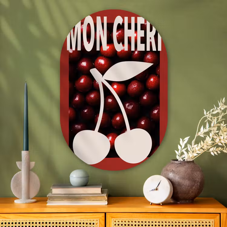 Muurovaal - Glas - Kersen - Illustratie - Rood — 2