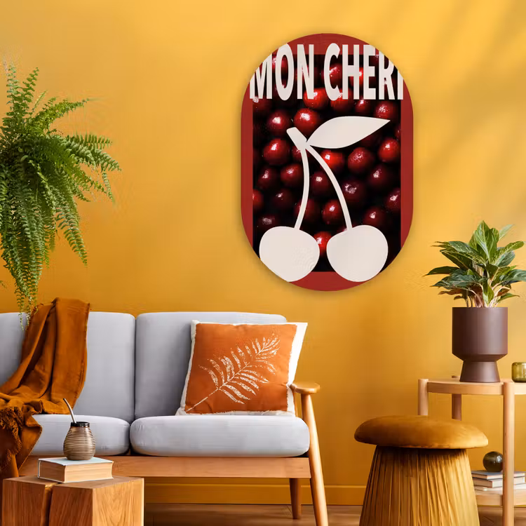 Muurovaal - Glas - Kersen - Illustratie - Rood — 3