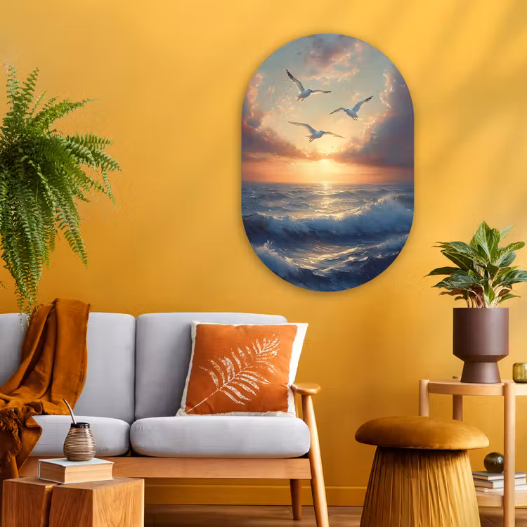 Muurovaal - Glas - Meeuwen - Zonsondergang - Zee - Wolken — 3