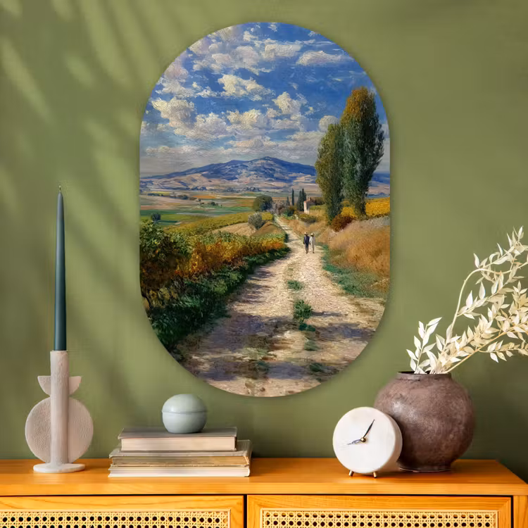 Muurovaal - Glas - Mensen - Wandelen - Zandpad - Velden — 2