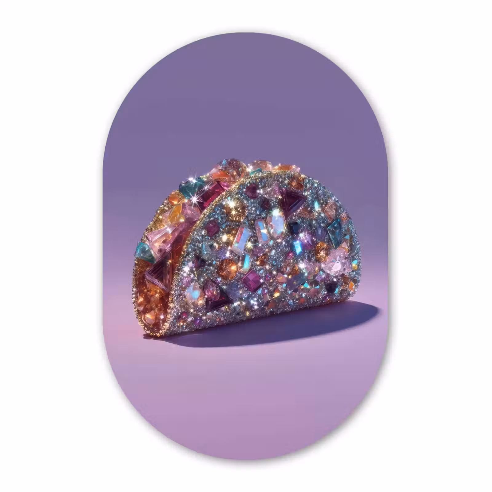 Muurovaal - Glas - Edelstenen - Glitters - Paars - Kleurrijk — 1