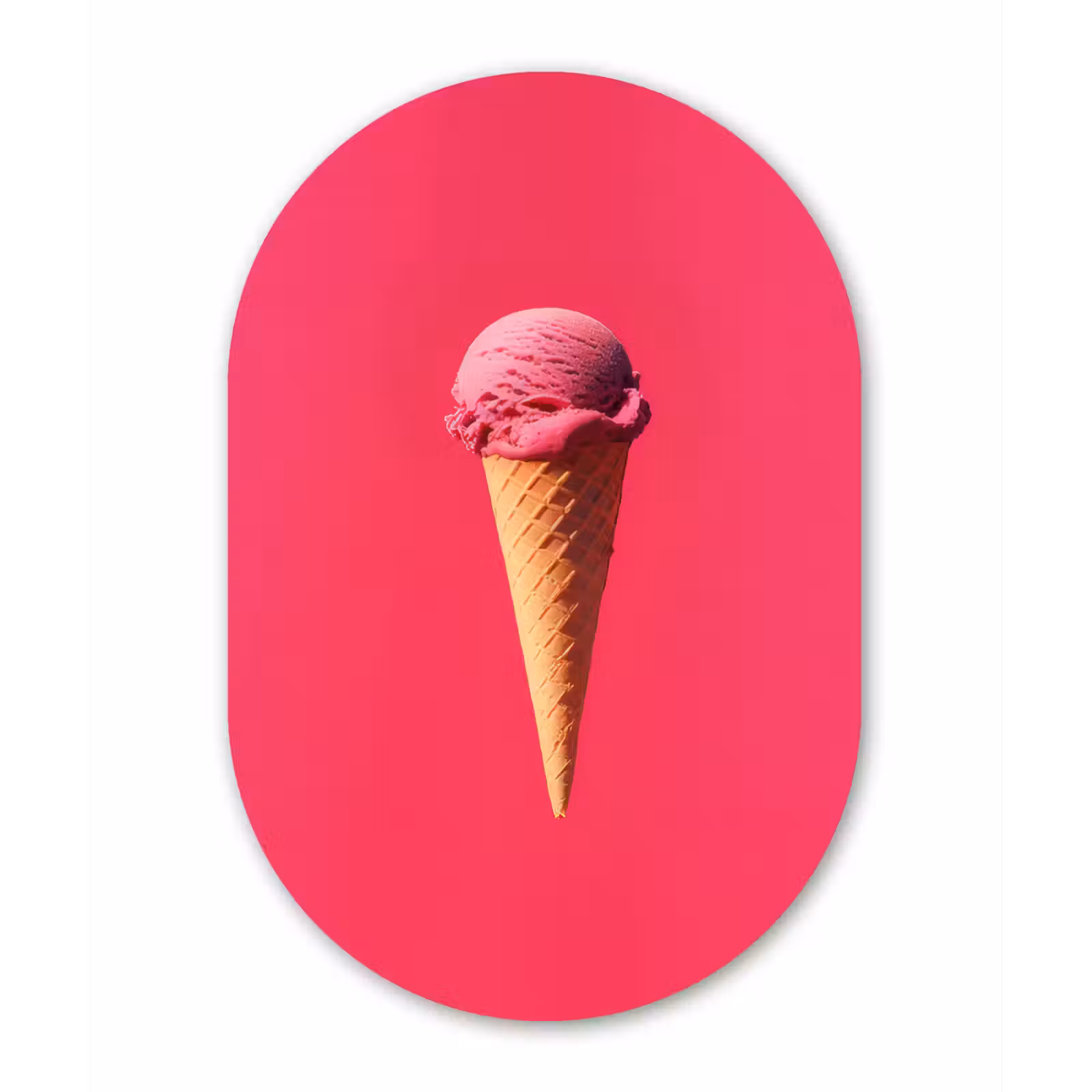 Muurovaal - Glas - Schepijs - Roze - Hoorntje — 1