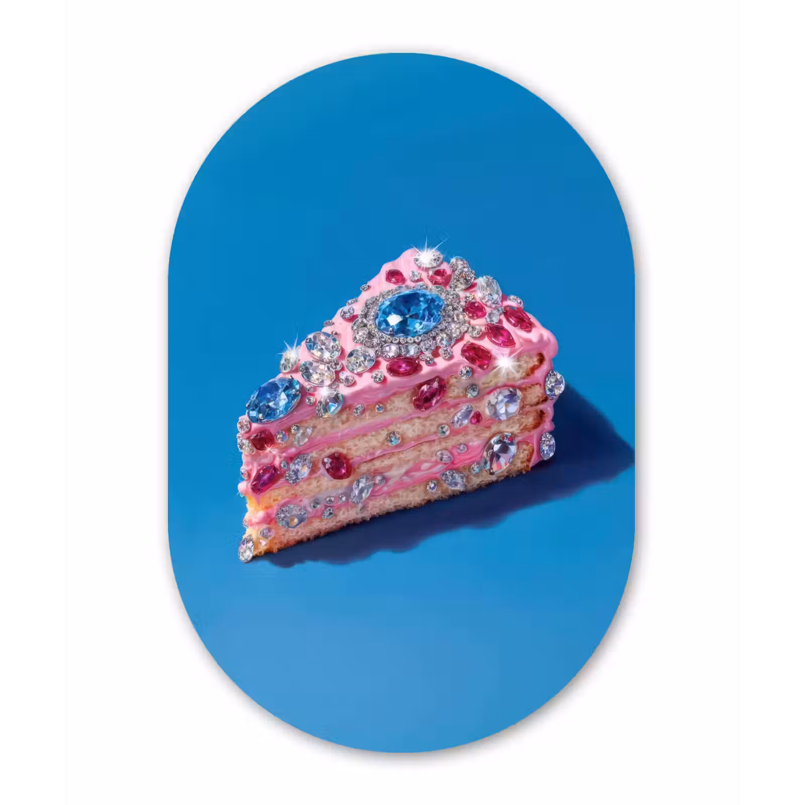 Muurovaal - Glas - Taart - Edelstenen - Glitters - Roze — 1