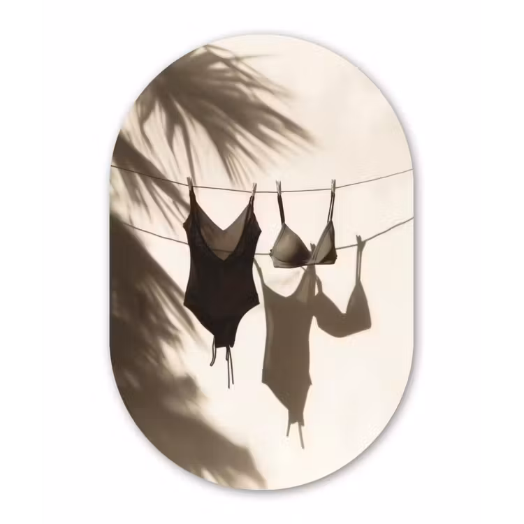 Muurovaal - Glas - Badkleding - Palmbomen - Schaduw - Tropisch — 1