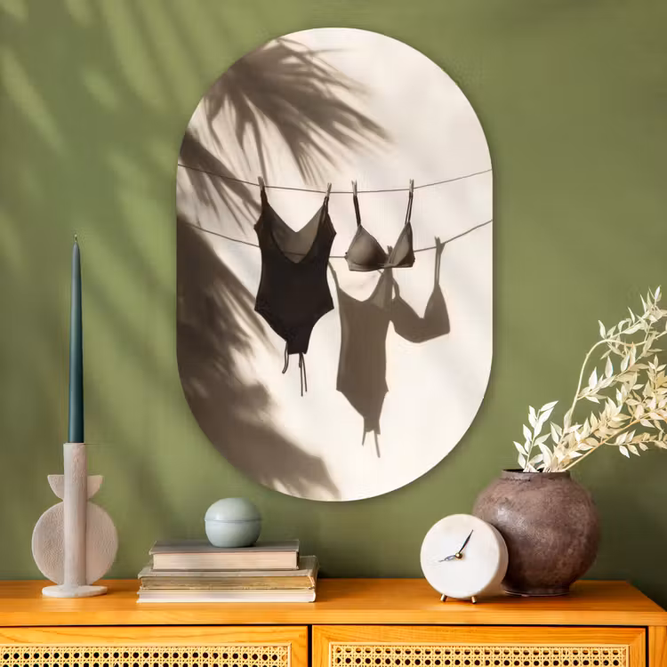 Muurovaal - Glas - Badkleding - Palmbomen - Schaduw - Tropisch — 2