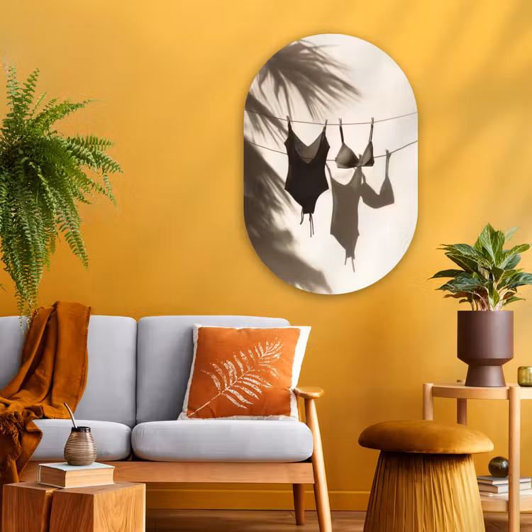 Muurovaal - Glas - Badkleding - Palmbomen - Schaduw - Tropisch — 3