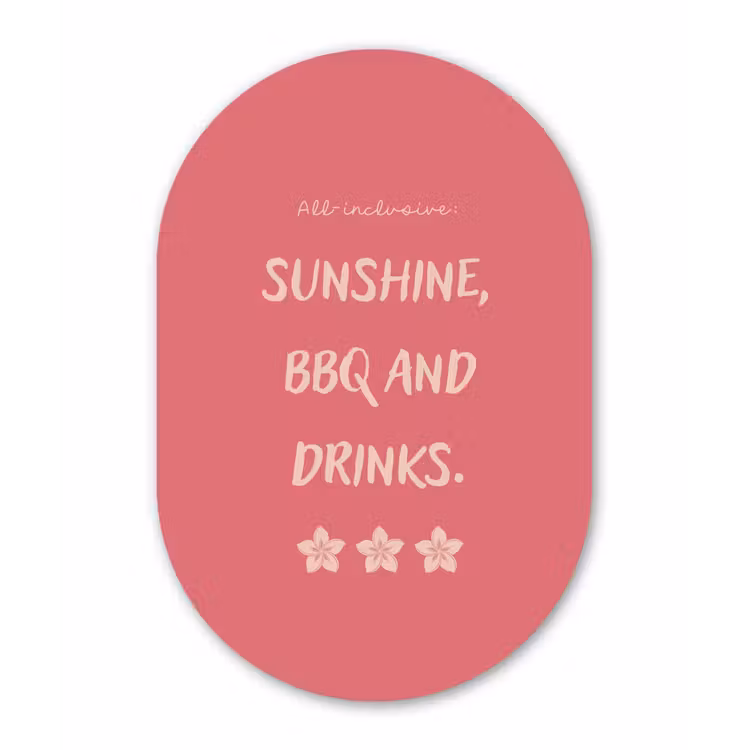Muurovaal - Glas - BBQ - Quote - Roze - Zomer — 1