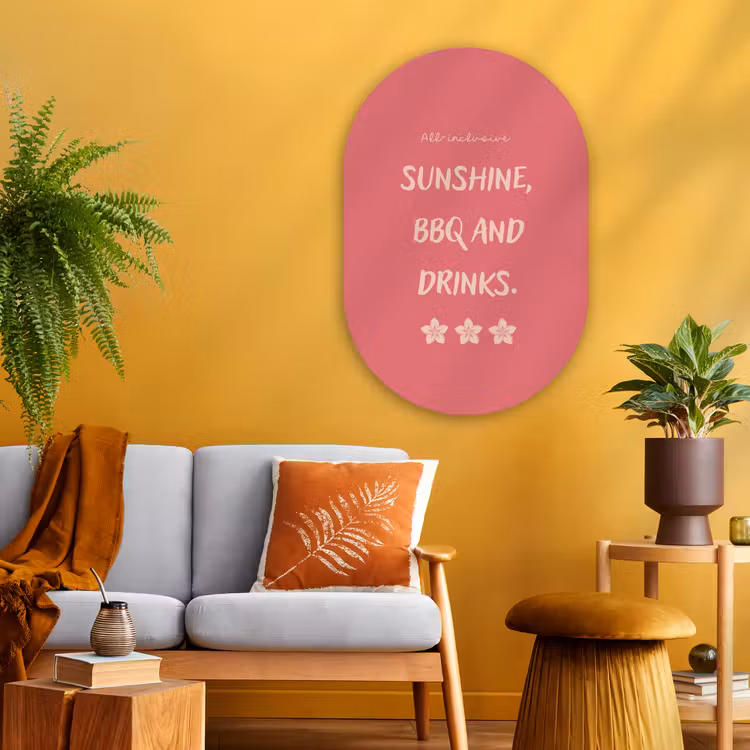 Muurovaal - Glas - BBQ - Quote - Roze - Zomer — 3