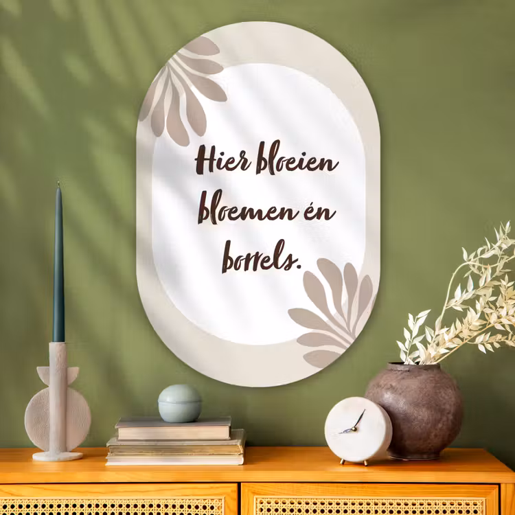 Muurovaal - Glas - Bloemen - Quote - Zomer - Beige — 2