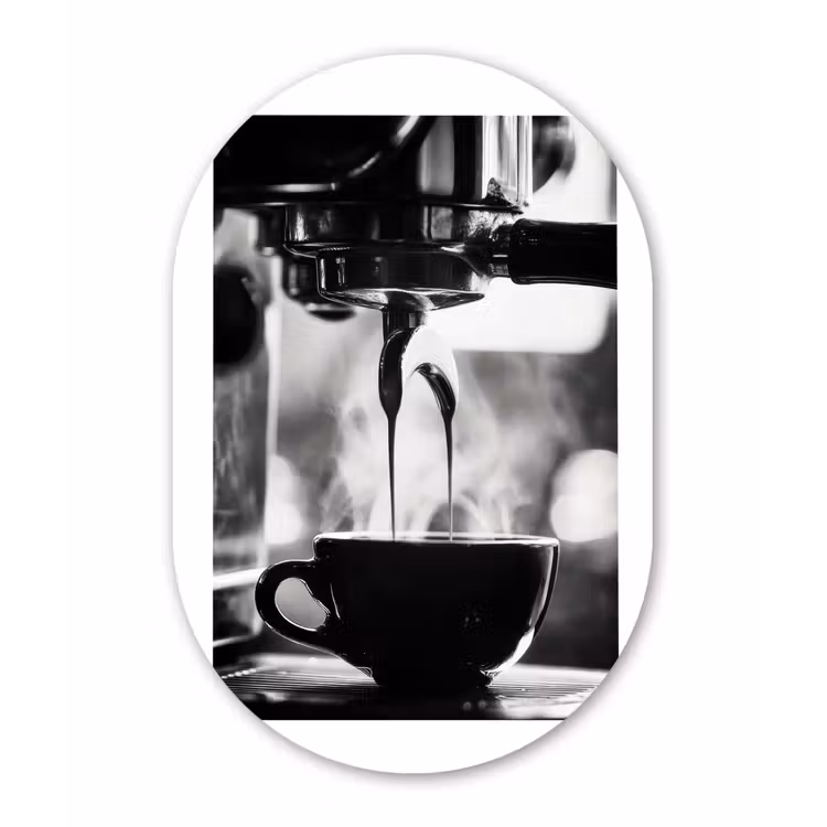 Muurovaal - Glas - Coffee - Espresso - Koffiemachine - Kop — 1