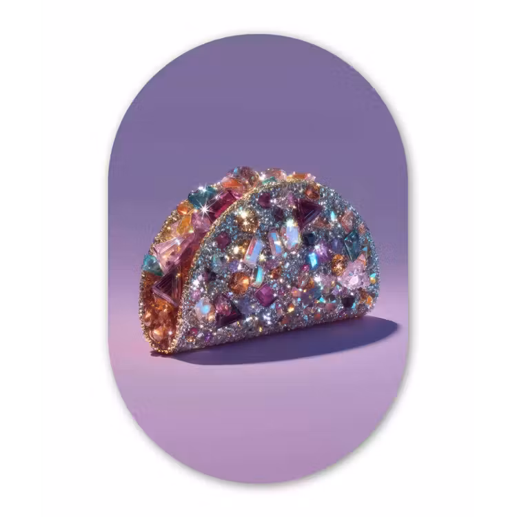 Muurovaal - Glas - Edelstenen - Glitters - Paars - Kleurrijk — 1