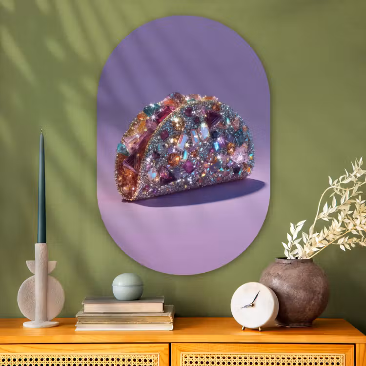 Muurovaal - Glas - Edelstenen - Glitters - Paars - Kleurrijk — 2