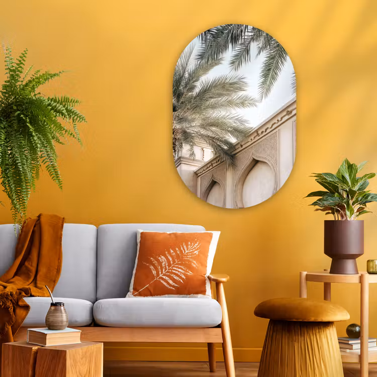 Muurovaal - Glas - Gebouw - Palmbomen - Beige - Zon — 3