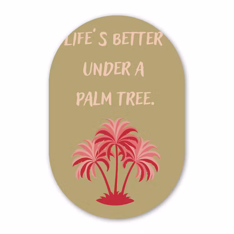 Muurovaal - Glas - Groen - Zomer - Quote - Palmboom — 1