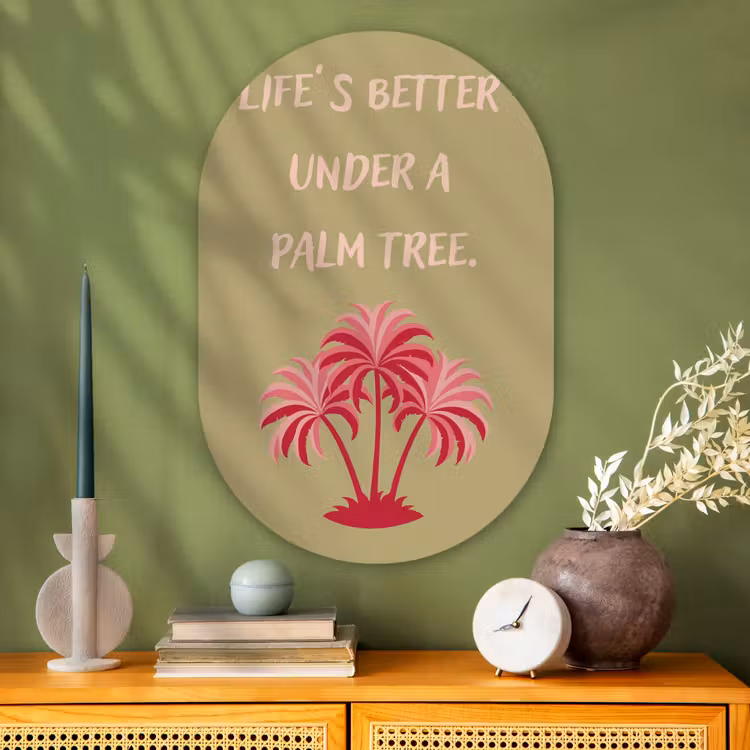 Muurovaal - Glas - Groen - Zomer - Quote - Palmboom — 2
