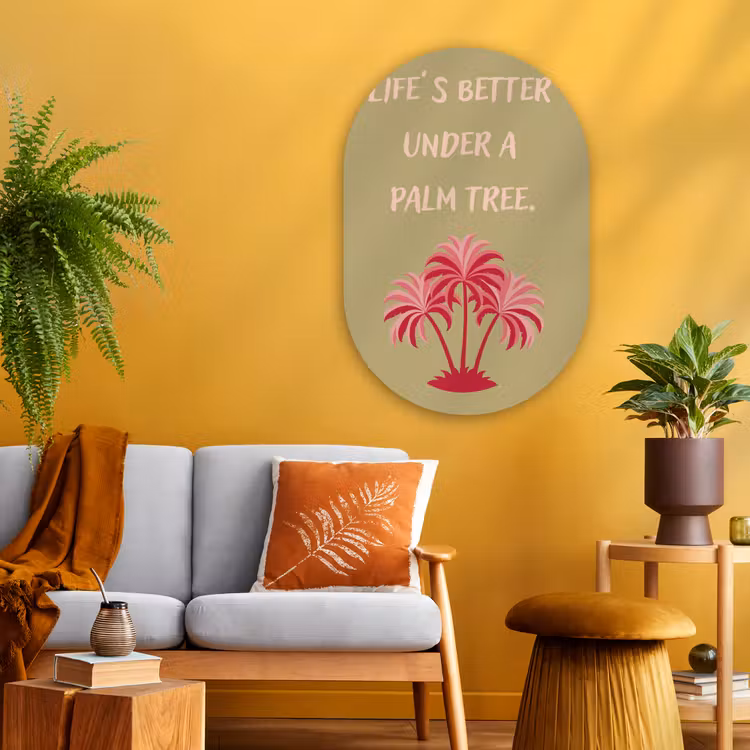 Muurovaal - Glas - Groen - Zomer - Quote - Palmboom — 3