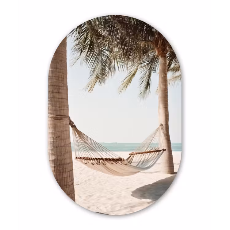 Muurovaal - Glas - Hangmat - Palmbomen - Strand - Zee — 1