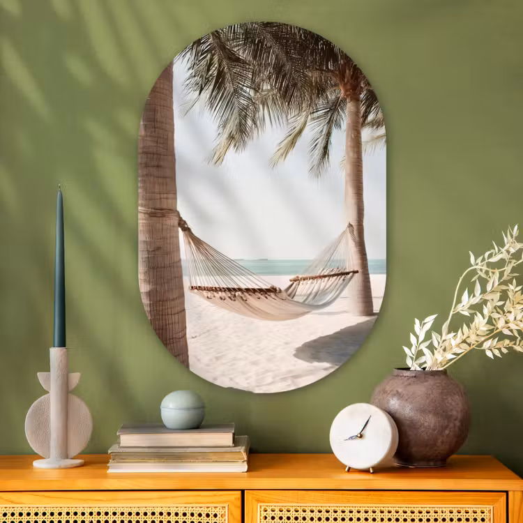 Muurovaal - Glas - Hangmat - Palmbomen - Strand - Zee — 2