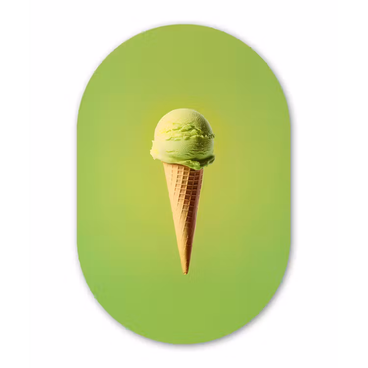 Muurovaal - Glas - Hoorntje - Schepijs - Groen — 1