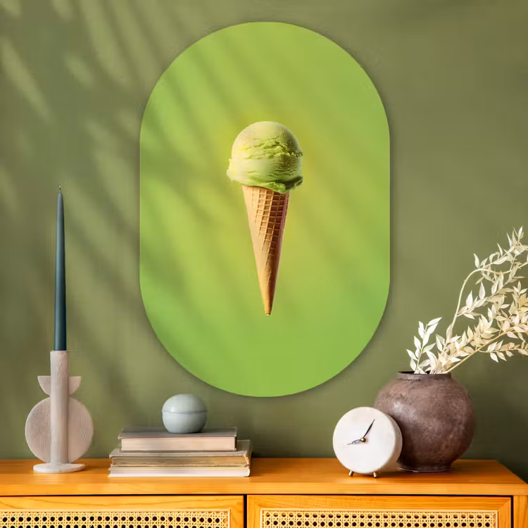 Muurovaal - Glas - Hoorntje - Schepijs - Groen — 2