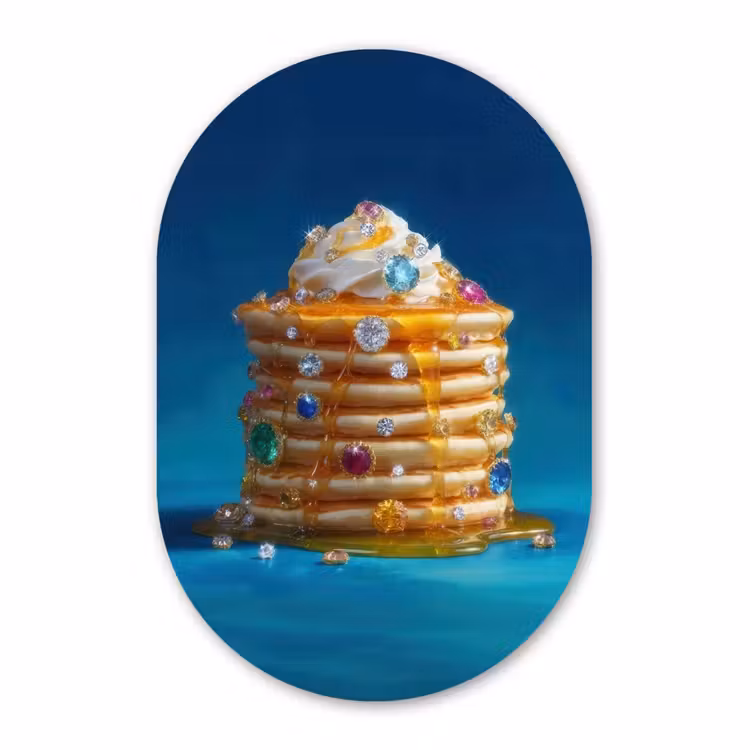 Muurovaal - Glas - Pannenkoeken - Steentjes - Glitter - Slagroom — 1