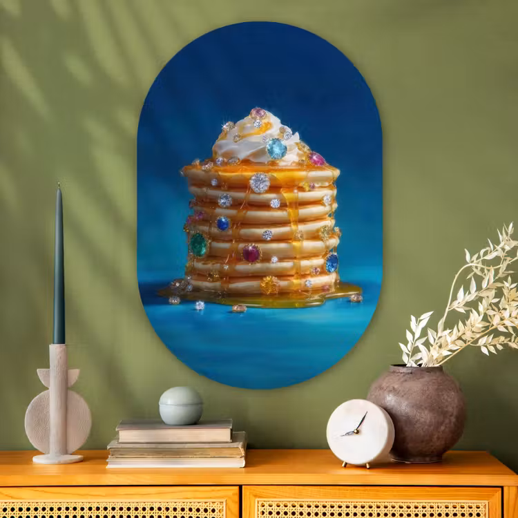 Muurovaal - Glas - Pannenkoeken - Steentjes - Glitter - Slagroom — 2