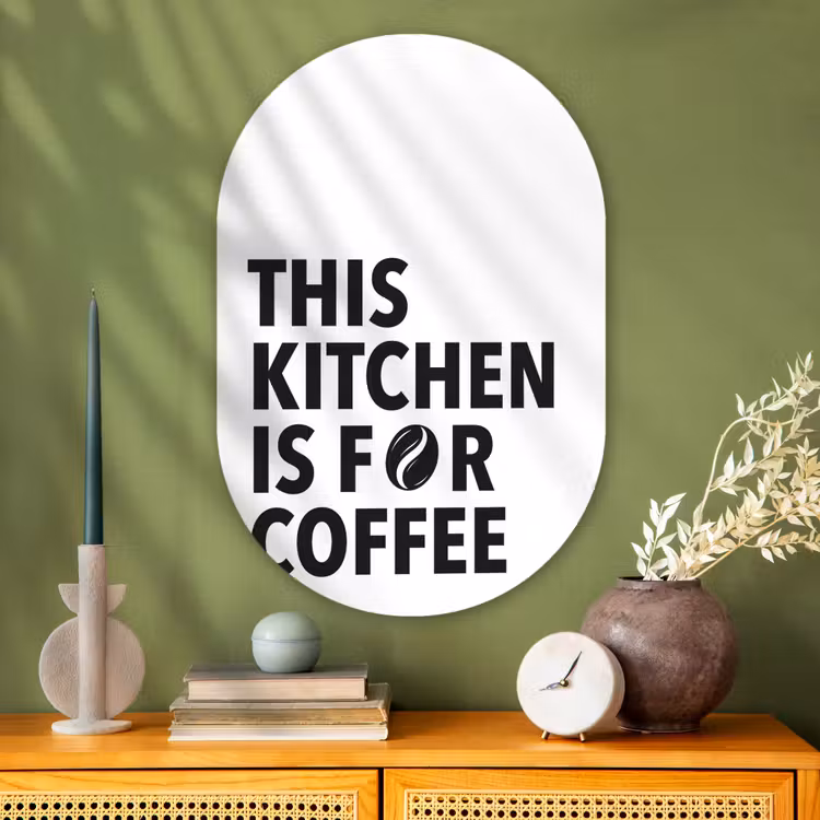 Muurovaal - Glas - Quotes - Koffie - Bonen - Modern — 2