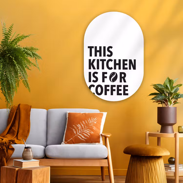 Muurovaal - Glas - Quotes - Koffie - Bonen - Modern — 3