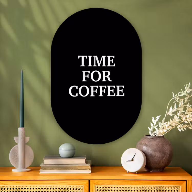 Muurovaal - Glas - Quotes - Letters - Koffie - Zwart — 2