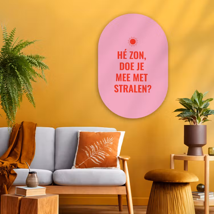Muurovaal - Glas - Roze - Zon - Quote — 3