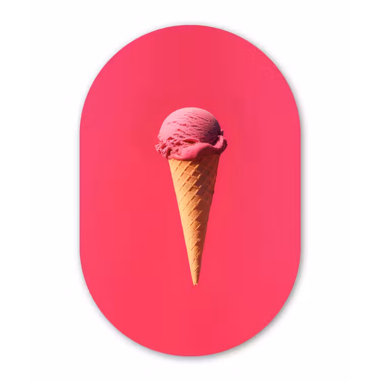 Muurovaal - Glas - Schepijs - Roze - Hoorntje — 1