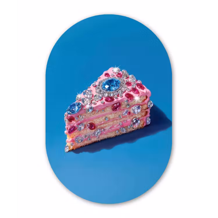 Muurovaal - Glas - Taart - Edelstenen - Glitters - Roze — 1