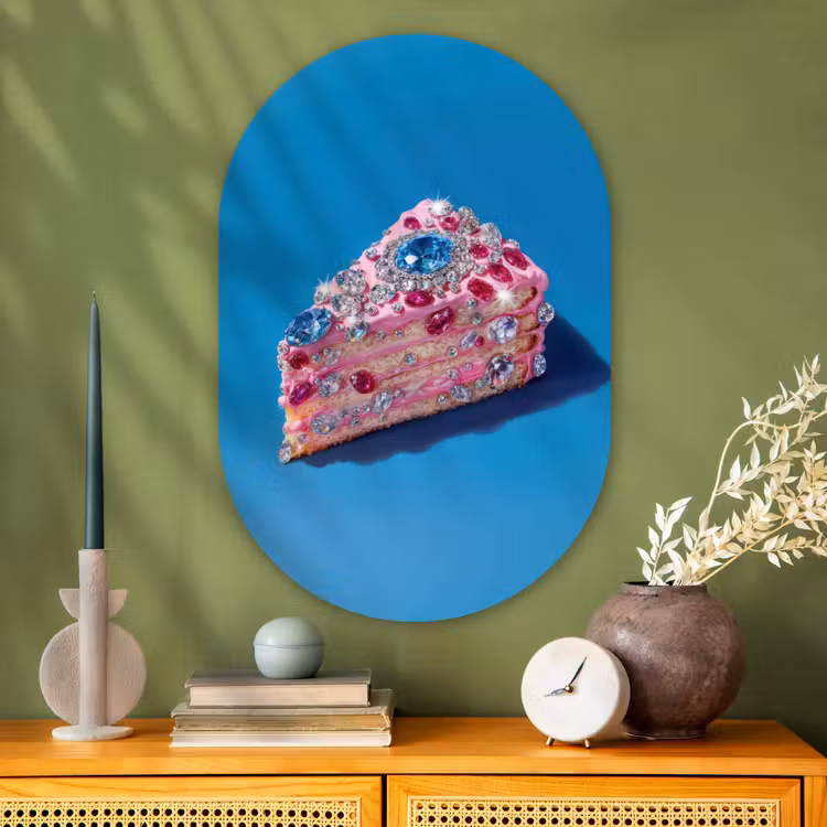 Muurovaal - Glas - Taart - Edelstenen - Glitters - Roze — 2