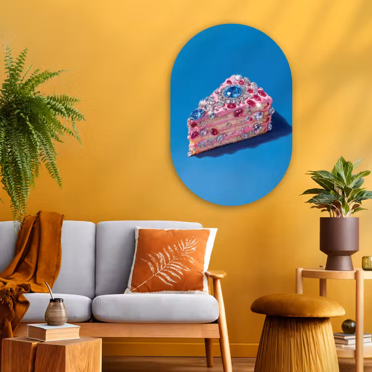 Muurovaal - Glas - Taart - Edelstenen - Glitters - Roze — 3