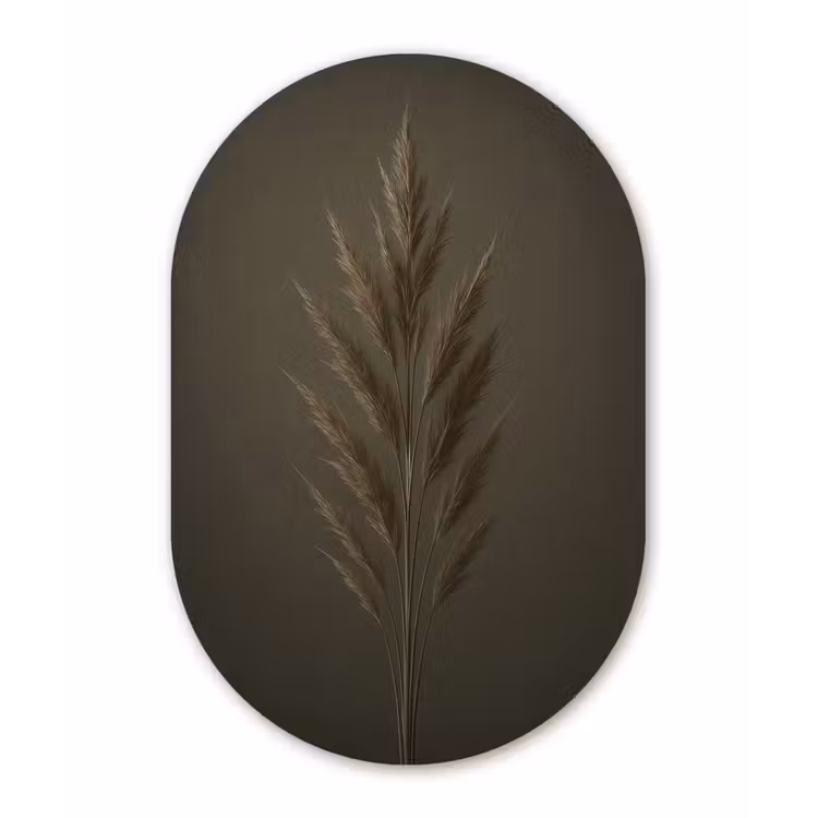 Muurovaal - Glas - Tak - Pluimgras - Donkerbruin — 1