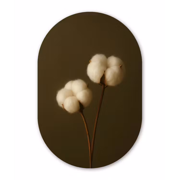 Muurovaal - Glas - Takken - Katoen - Wit - Bollen — 1