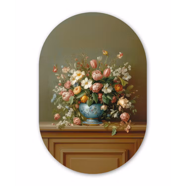 Muurovaal - Glas - Vaas - Pastel - Kleuren - Bloemen — 1