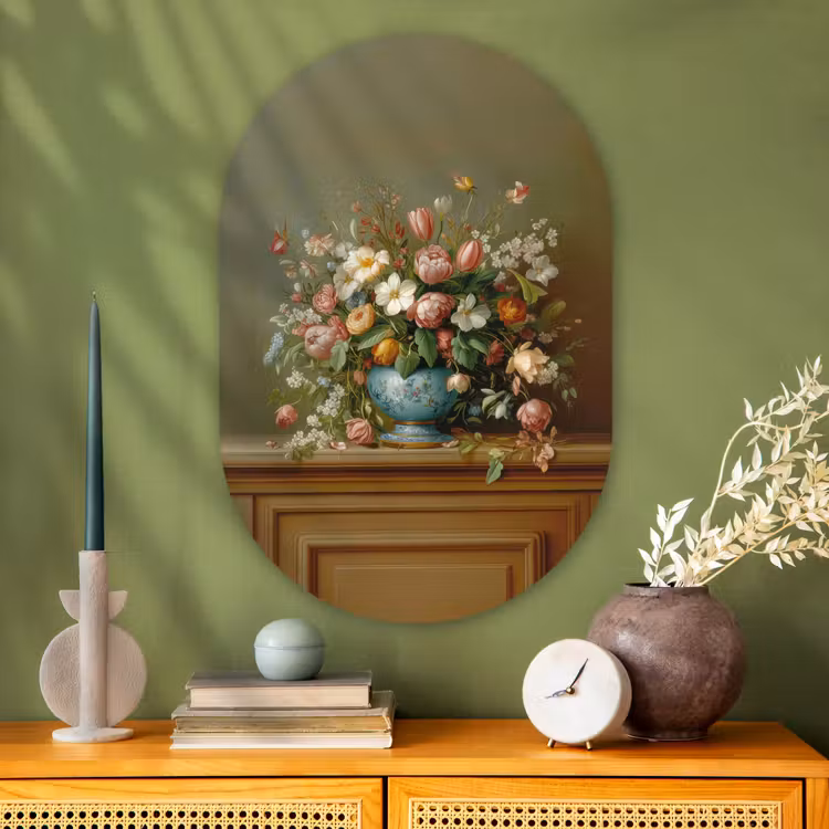 Muurovaal - Glas - Vaas - Pastel - Kleuren - Bloemen — 2