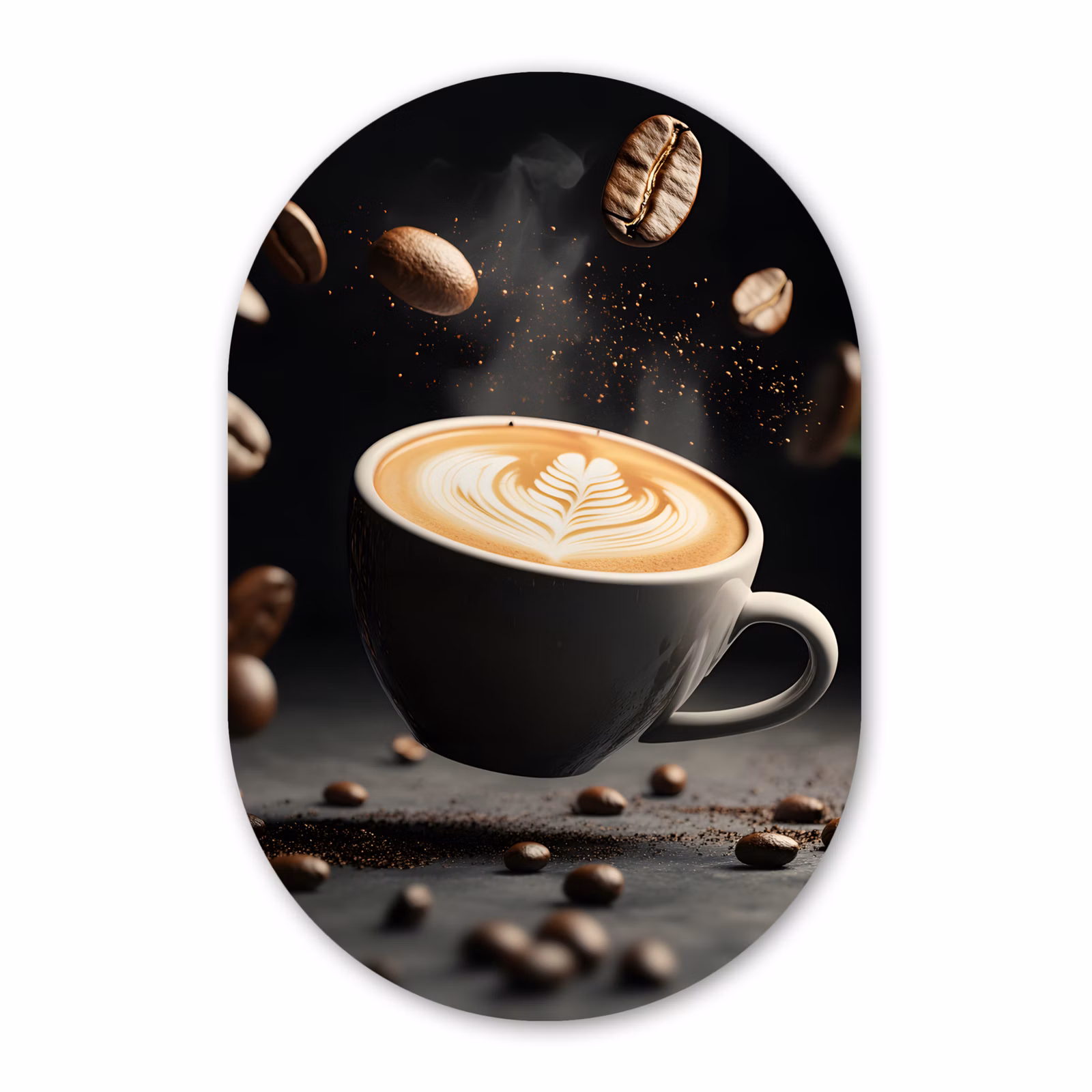 Muurovaal - Glas - Cappuccino - Kop - Bonen - Bruin — 1