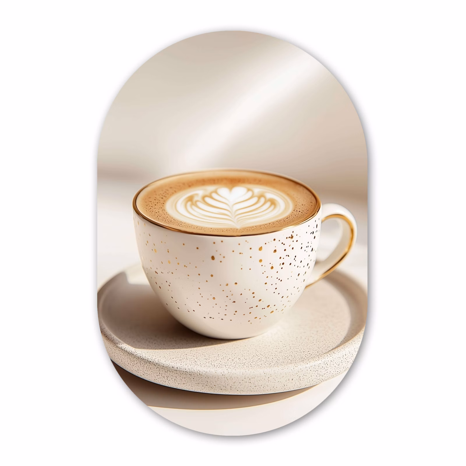 Muurovaal - Glas - Cappuccino - Schuim - Schotel - Beige — 1