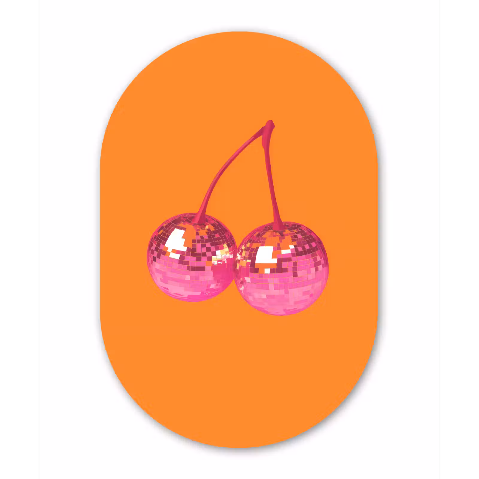 Muurovaal - Glas - Discoballen - Kers - Spiegels - Roze — 1