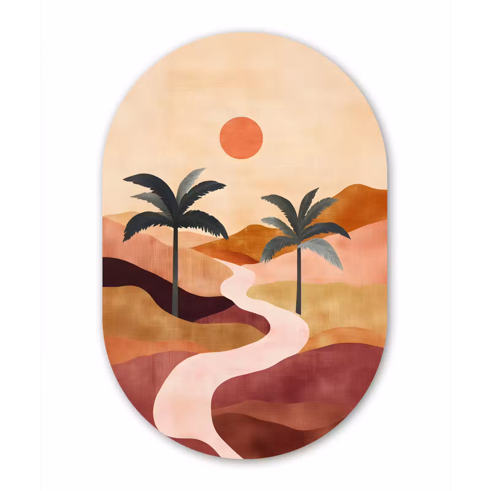 Muurovaal - Glas - Heuvels - Palmbomen - Abstract — 1