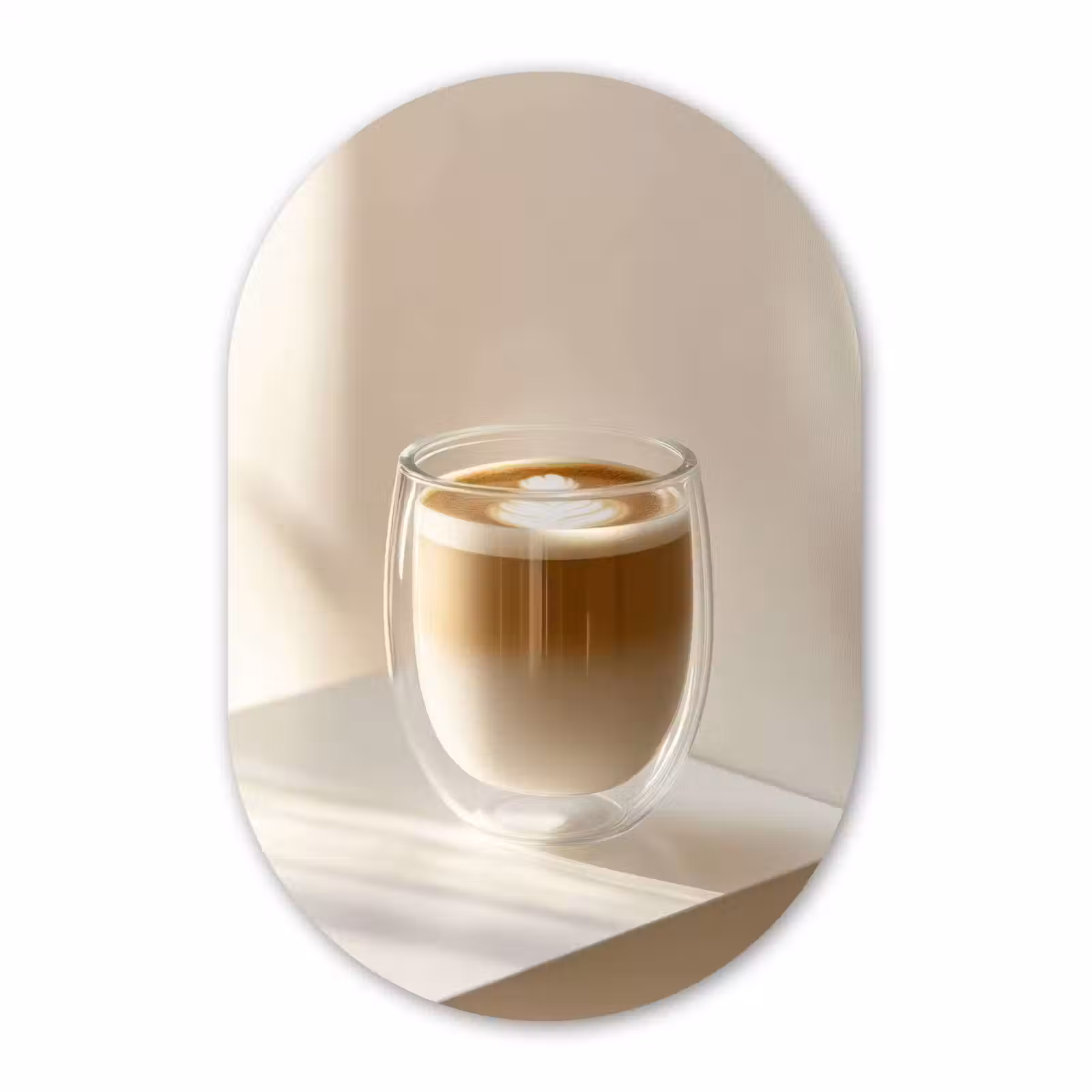 Muurovaal - Glas - Mok - Latte - Minimalistisch - Schaduw — 1