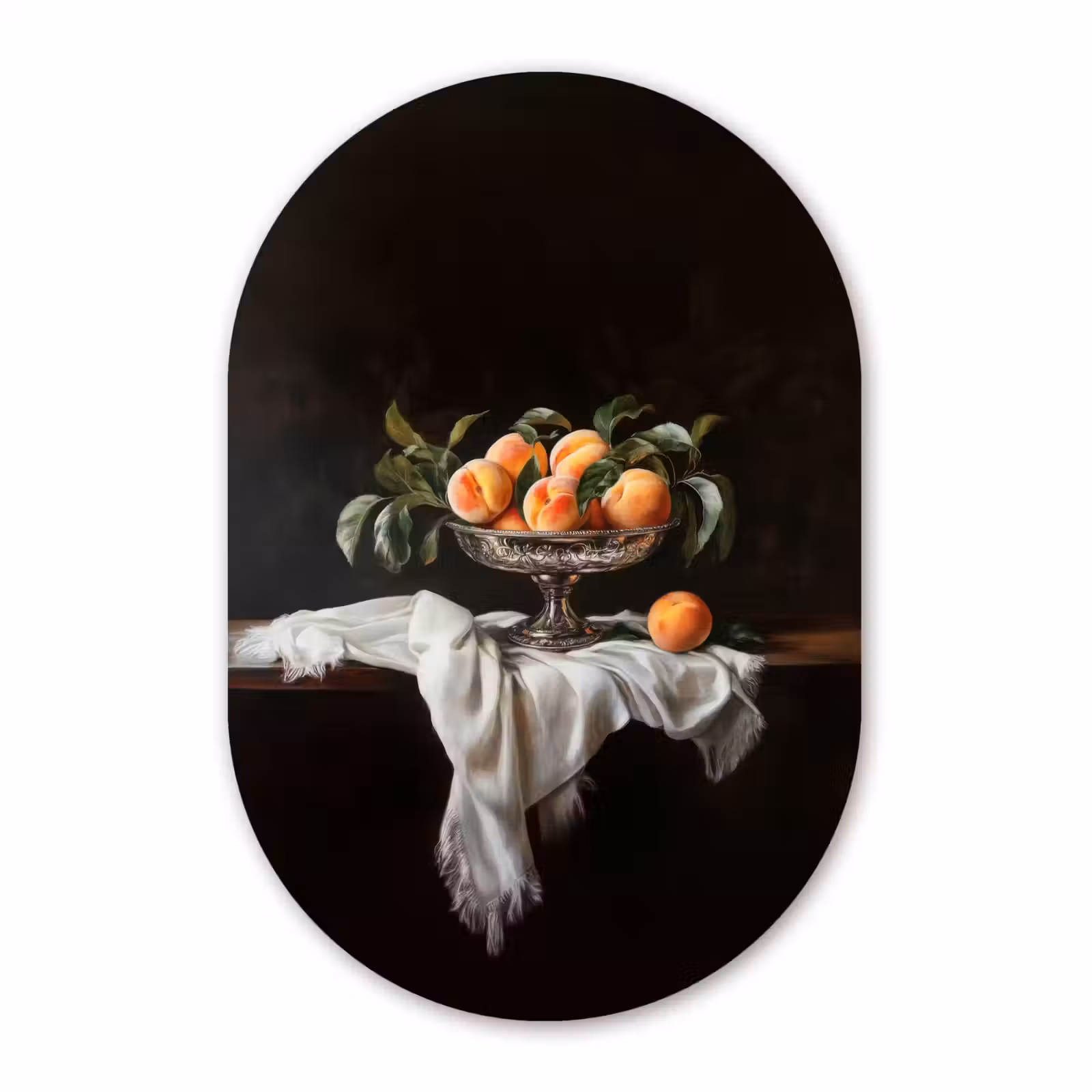 Muurovaal - Glas - Stilleven - Perziken - Vintage — 1