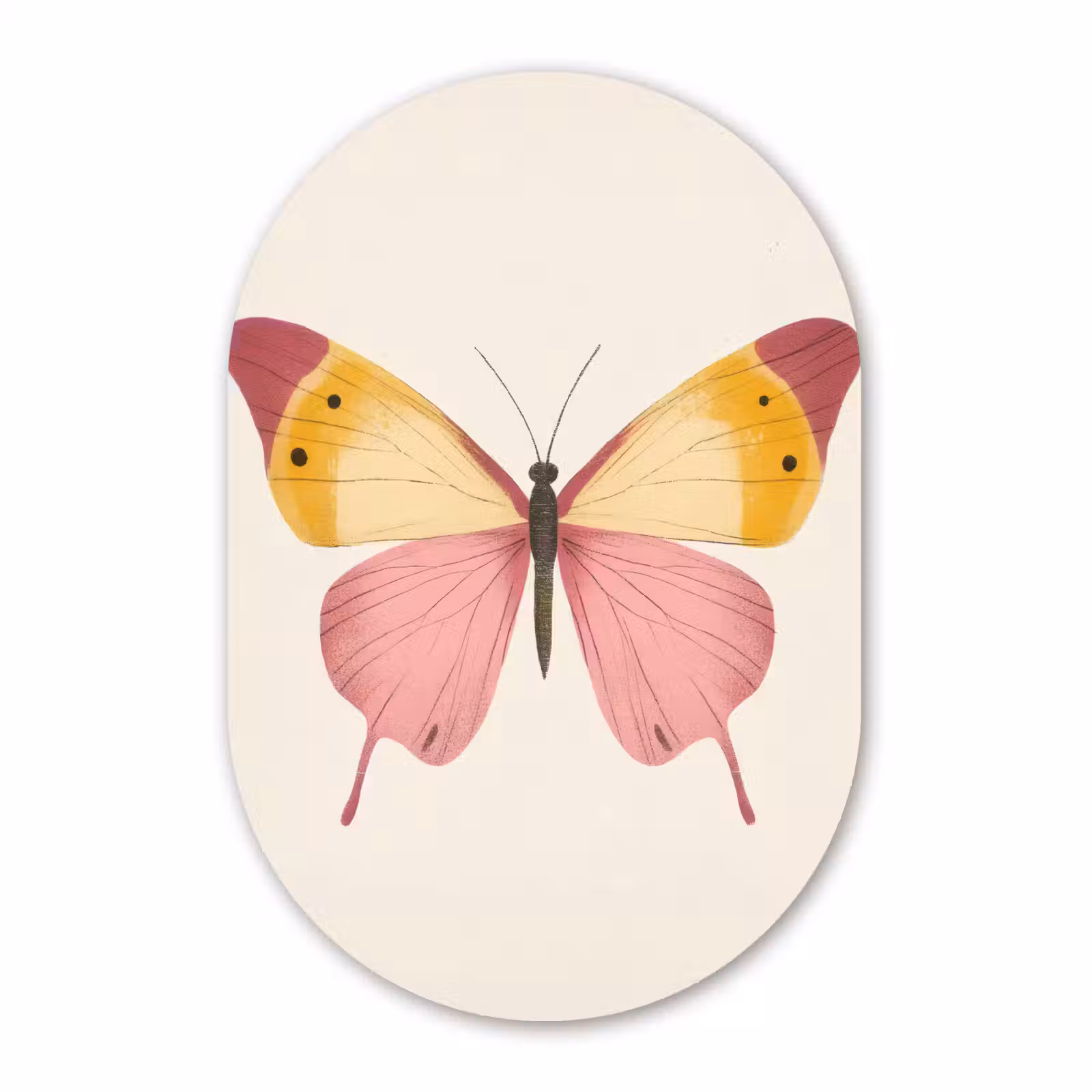 Muurovaal - Glas - Vlinder - Illustratie - Roze — 1
