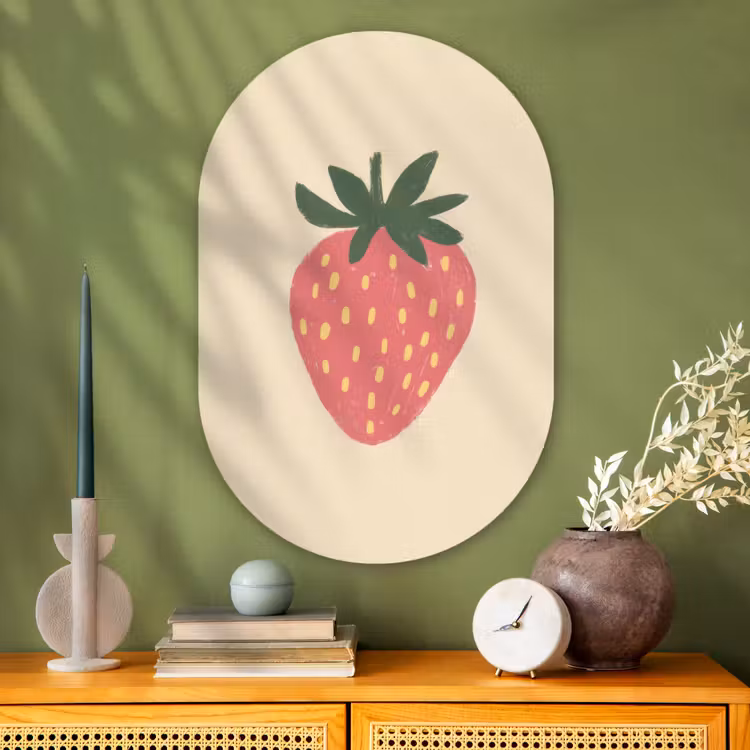 Muurovaal - Glas - Aardbei - Minimalistisch - Rood - Fruit — 2