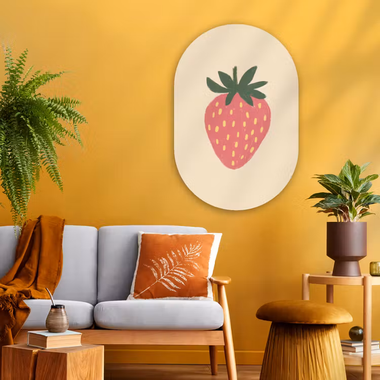 Muurovaal - Glas - Aardbei - Minimalistisch - Rood - Fruit — 3