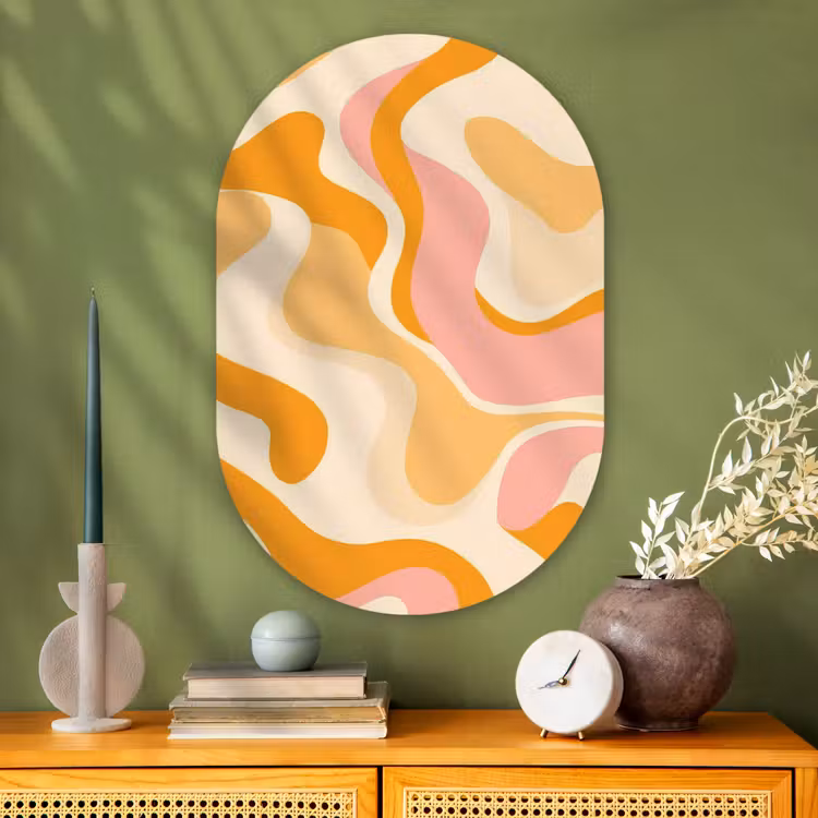 Muurovaal - Glas - Abstract - Golvend - Oranje — 2