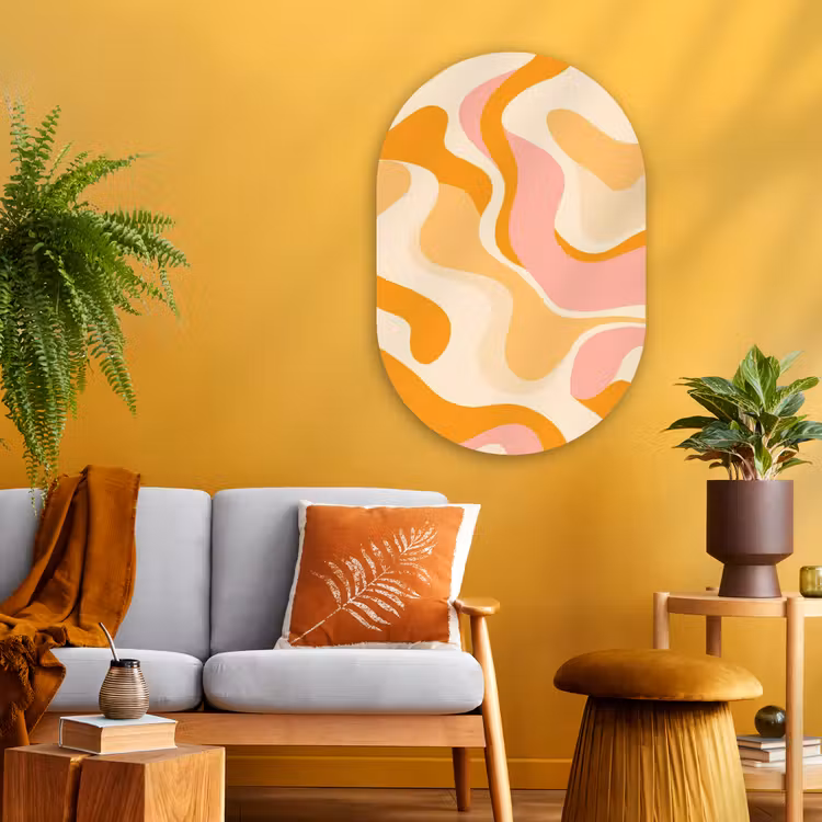 Muurovaal - Glas - Abstract - Golvend - Oranje — 3