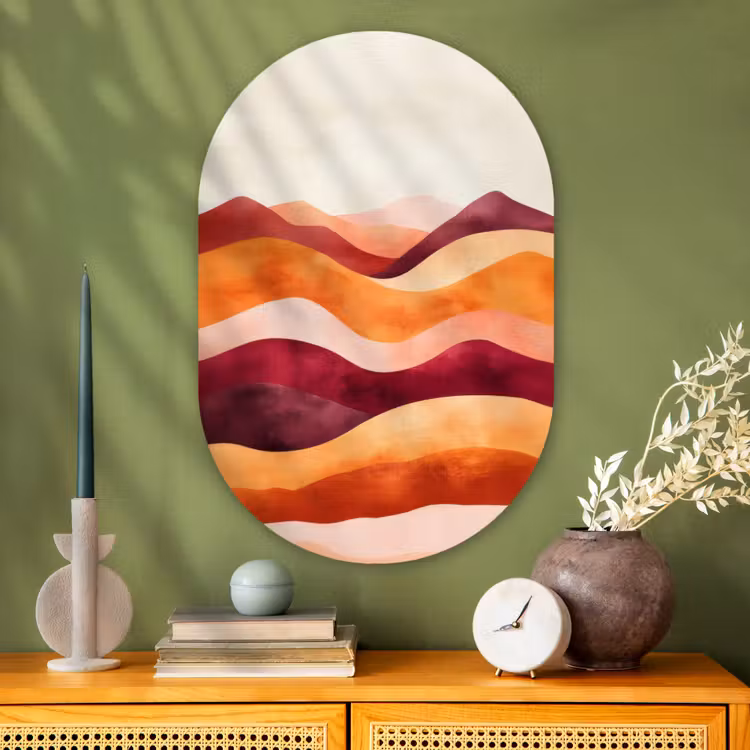 Muurovaal - Glas - Abstract - Landschap - Golven — 2